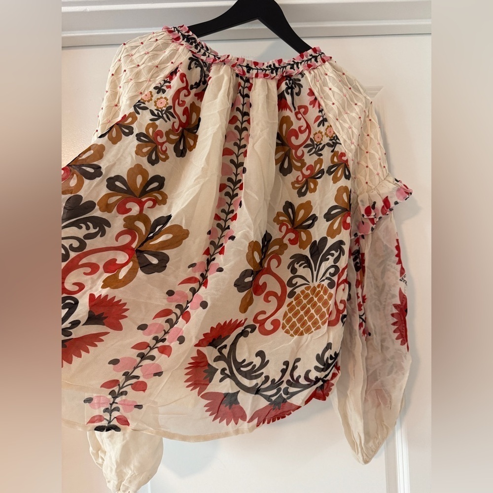 Farm Rio: Cream Cashew Mandala Embroidered Blouse - Picture 8 of 12